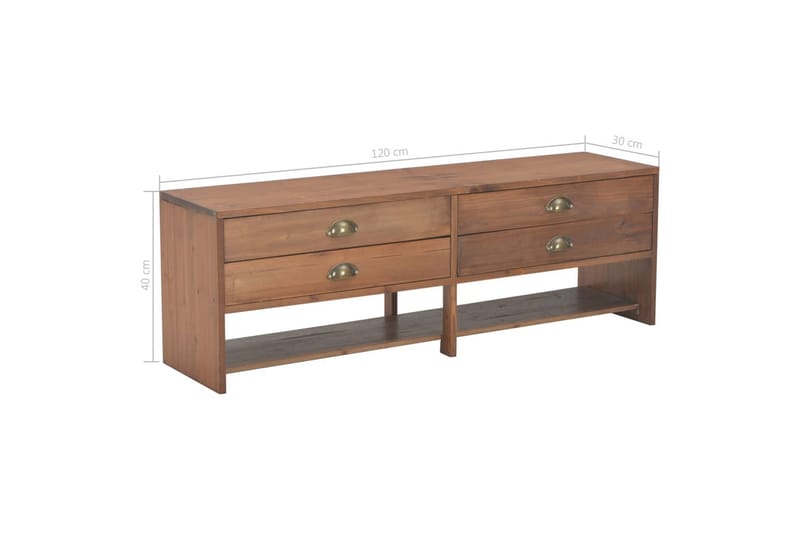 TV-benk med 4 skuffer 120x30x40 cm heltre gran - Brun - TV-benk & mediabenk