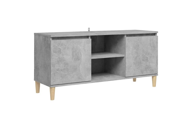 TV-benk med ben i heltre betonggrå 103,5x35x50 cm - Grå - Møbler - Mediamøbel & tv møbel - TV-benk & mediabenk