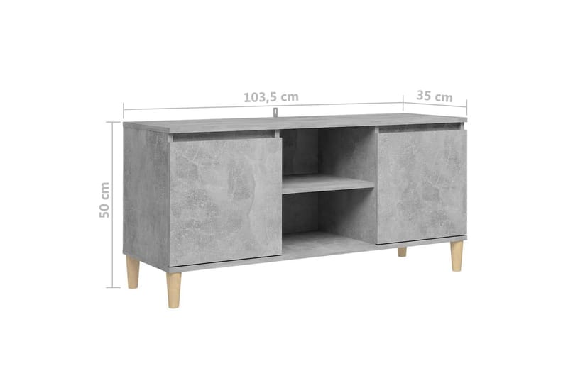 TV-benk med ben i heltre betonggrå 103,5x35x50 cm - Grå - TV-benk & mediabenk