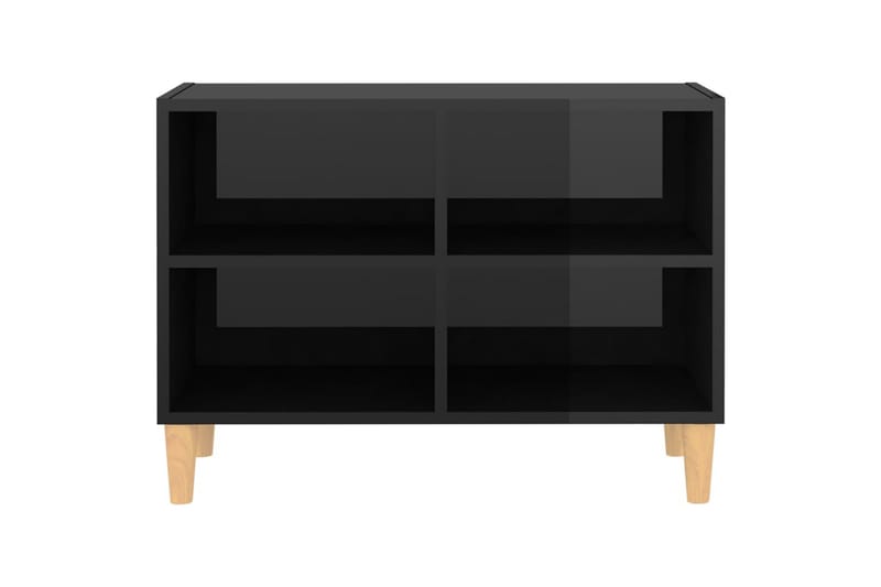 TV-benk med ben i heltre höyglans svart 69,5x30x50 cm - Svart - TV-benk & mediabenk