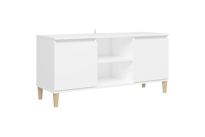 TV-benk med ben i heltre hvit 103,5x35x50 cm - Hvit - TV-benk & mediabenk