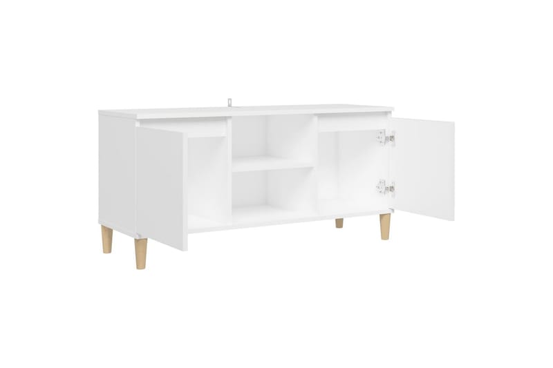 TV-benk med ben i heltre hvit 103,5x35x50 cm - Hvit - TV-benk & mediabenk