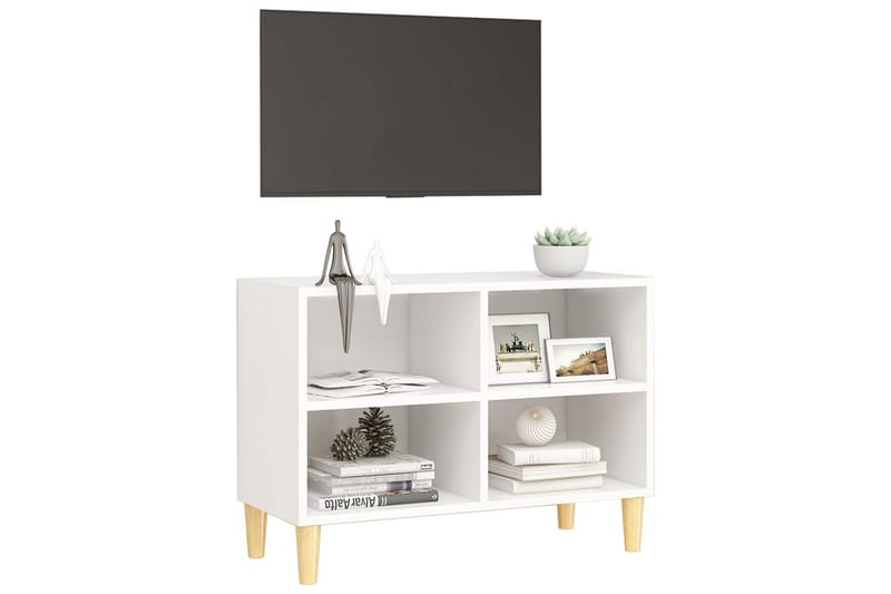 TV-benk med ben i heltre hvit 69,5x30x50 cm - Hvit - Møbler - Mediamøbel & tv møbel - TV-benk & mediabenk