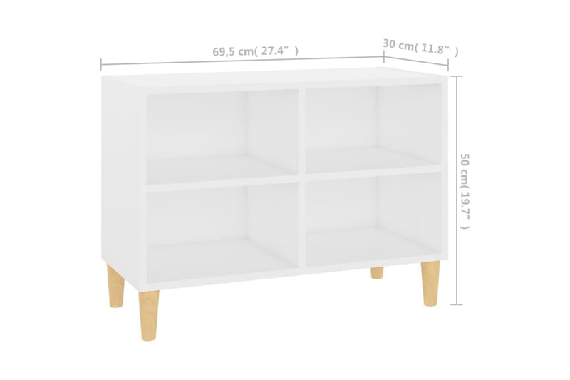 TV-benk med ben i heltre hvit 69,5x30x50 cm - Hvit - Møbler - Mediamøbel & tv møbel - TV-benk & mediabenk