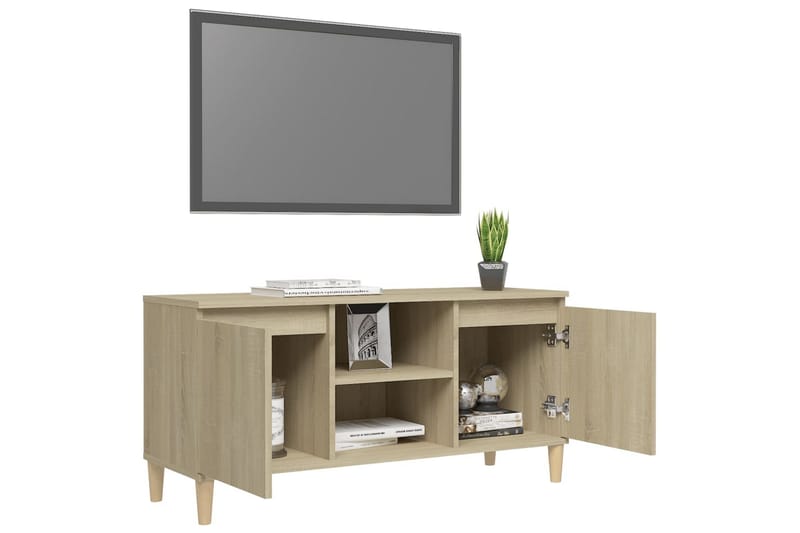 TV-benk med ben i heltre sonoma eik 103,5x35x50 cm - Brun - Møbler - Mediamøbel & tv møbel - TV-benk & mediabenk