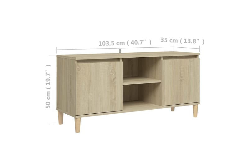 TV-benk med ben i heltre sonoma eik 103,5x35x50 cm - Brun - Møbler - Mediamøbel & tv møbel - TV-benk & mediabenk
