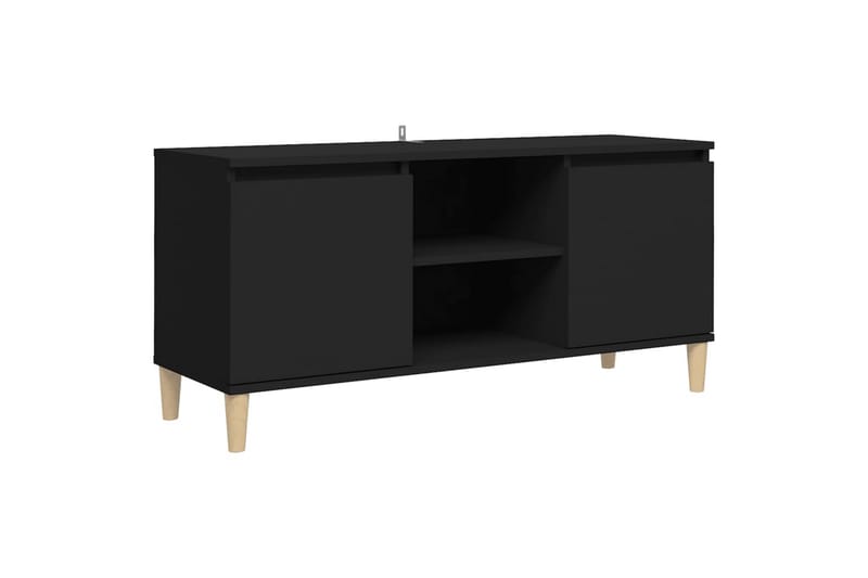TV-benk med ben i heltre svart 103,5x35x50 cm - Svart - Møbler - Mediamøbel & tv møbel - TV-benk & mediabenk