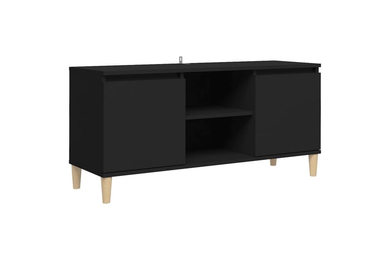 TV-benk med ben i heltre svart 103,5x35x50 cm - Svart - TV-benk & mediabenk