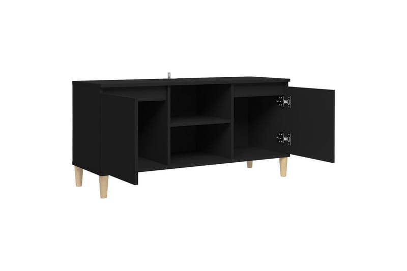 TV-benk med ben i heltre svart 103,5x35x50 cm - Svart - Møbler - Mediamøbel & tv møbel - TV-benk & mediabenk