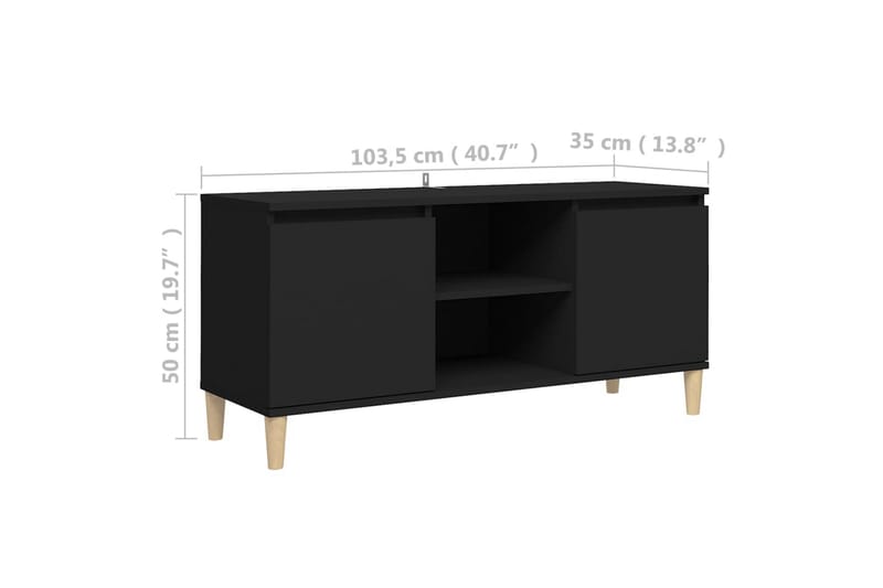 TV-benk med ben i heltre svart 103,5x35x50 cm - Svart - Møbler - Mediamøbel & tv møbel - TV-benk & mediabenk