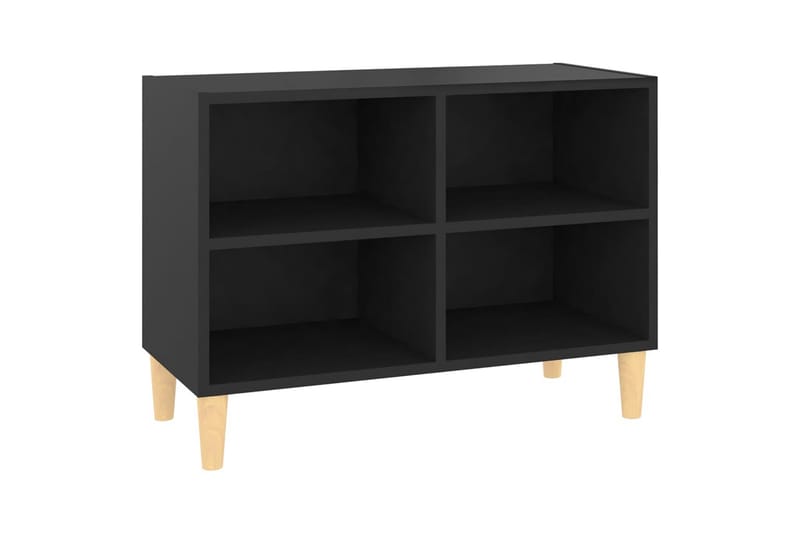 TV-benk med ben i heltre svart 69,5x30x50 cm - Svart - TV-benk & mediabenk