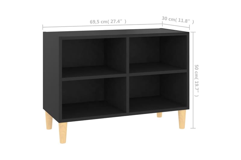 TV-benk med ben i heltre svart 69,5x30x50 cm - Svart - TV-benk & mediabenk