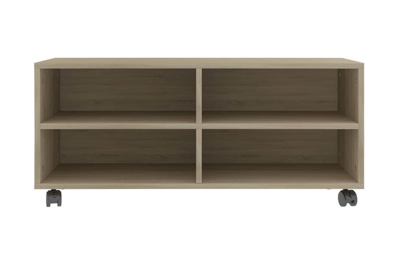 TV-benk med hjul sonoma eik 90x35x35 cm sponplate - Brun - Møbler - Mediamøbel & tv møbel - TV-benk & mediabenk