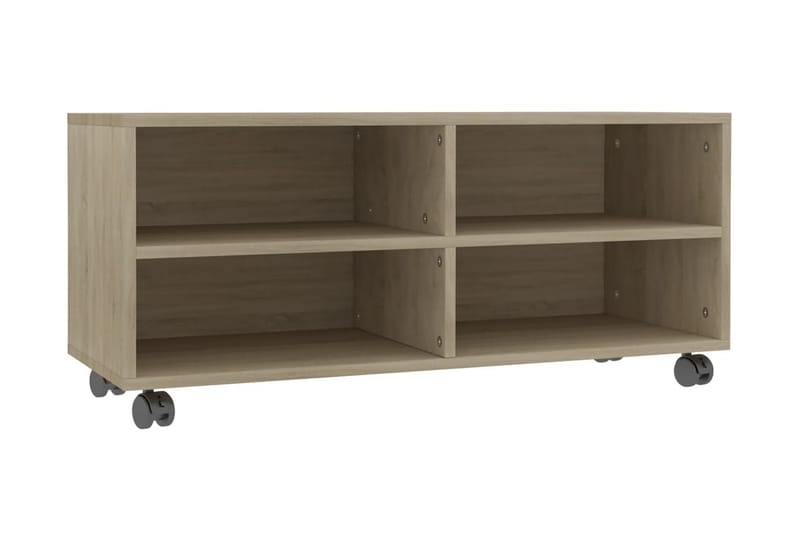 TV-benk med hjul sonoma eik 90x35x35 cm sponplate - Brun - Møbler - Mediamøbel & tv møbel - TV-benk & mediabenk