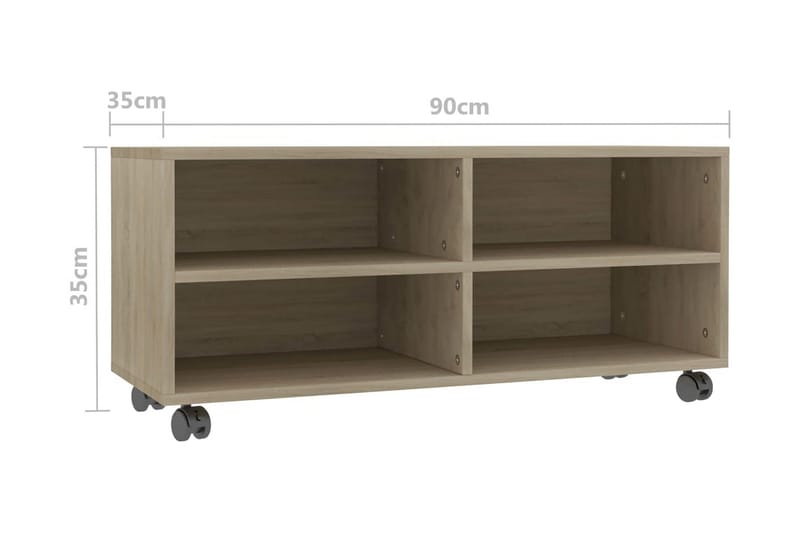 TV-benk med hjul sonoma eik 90x35x35 cm sponplate - Brun - Møbler - Mediamøbel & tv møbel - TV-benk & mediabenk