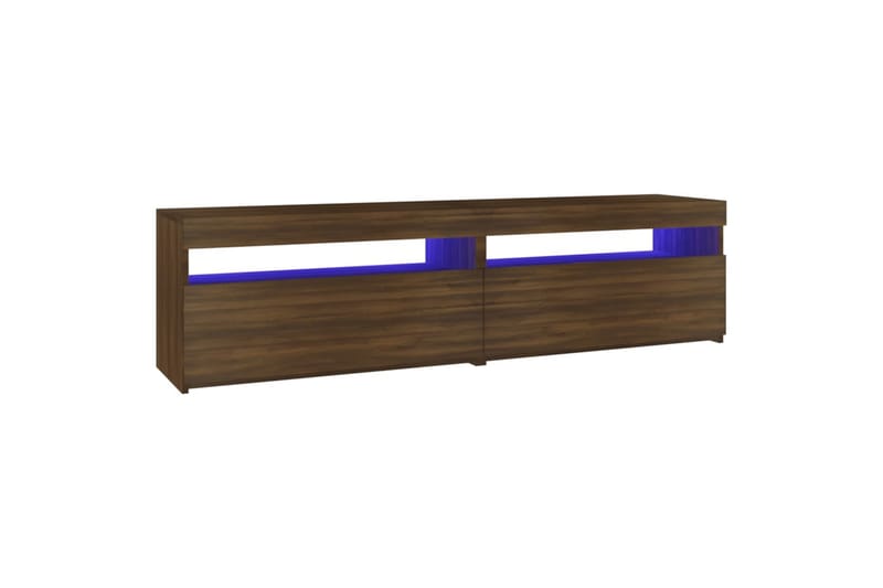 TV-benk med LED-lys 2 stk brun eik 75x35x40 cm - Brun - Møbler - Mediamøbel & tv møbel - TV-benk & mediabenk