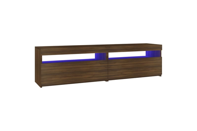 TV-benk med LED-lys 2 stk brun eik 75x35x40 cm - Brun - TV-benk & mediabenk