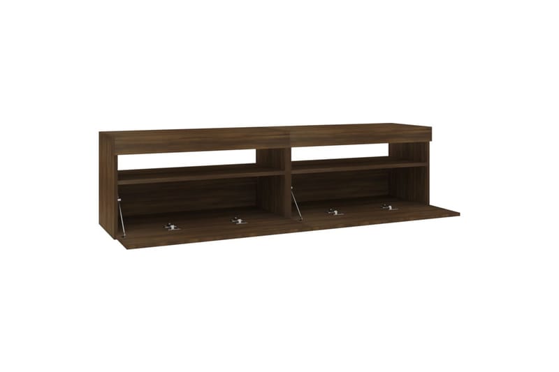 TV-benk med LED-lys 2 stk brun eik 75x35x40 cm - Brun - Møbler - Mediamøbel & tv møbel - TV-benk & mediabenk