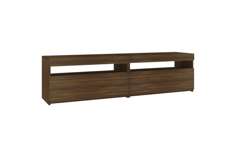 TV-benk med LED-lys 2 stk brun eik 75x35x40 cm - Brun - Møbler - Mediamøbel & tv møbel - TV-benk & mediabenk