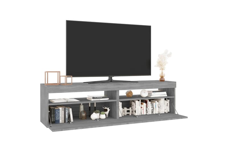 TV-benk med LED-lys 2 stk grå sonoma 75x35x40 cm - Grå - TV-benk & mediabenk