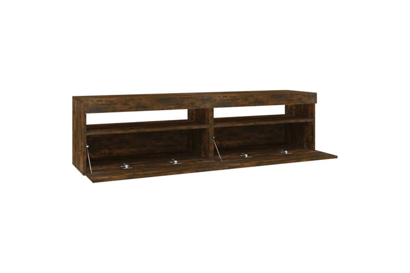 TV-benk med LED-lys 2 stk røkt eik 75x35x40 cm - Brun - Møbler - Mediamøbel & tv møbel - TV-benk & mediabenk