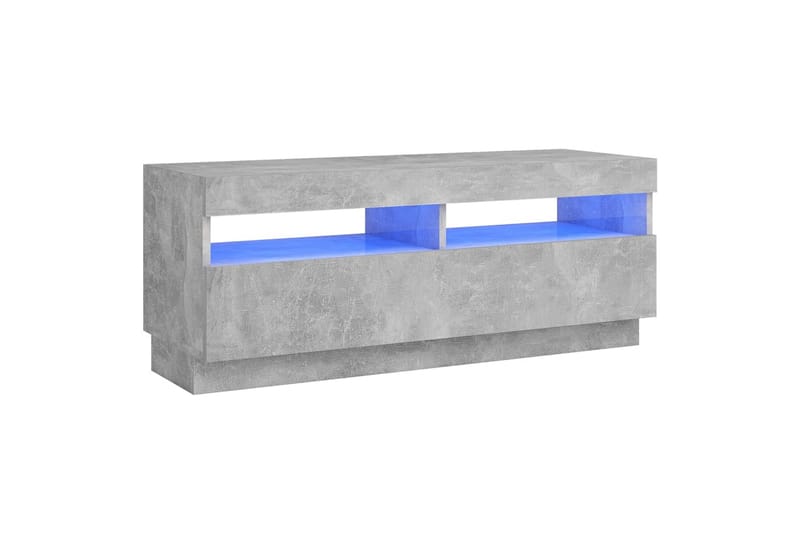 TV-benk med LED-lys betonggrå 100x35x40 cm - Grå - Møbler - Mediamøbel & tv møbel - TV-benk & mediabenk
