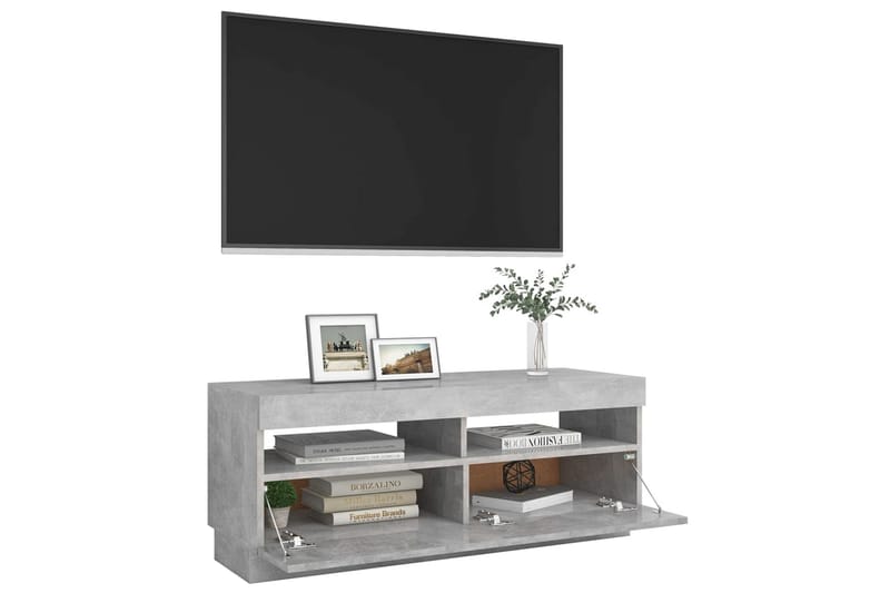 TV-benk med LED-lys betonggrå 100x35x40 cm - Grå - TV-benk & mediabenk