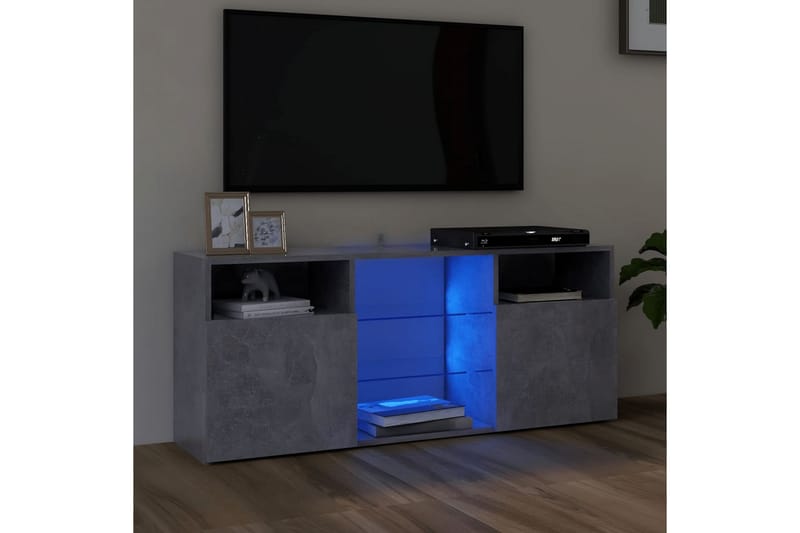 TV-benk med LED-lys betonggrå 120x30x50 cm - Grå - TV-benk & mediabenk