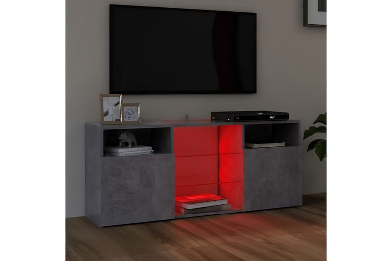 TV-benk med LED-lys betonggrå 120x30x50 cm - Grå - Møbler - Mediamøbel & tv møbel - TV-benk & mediabenk