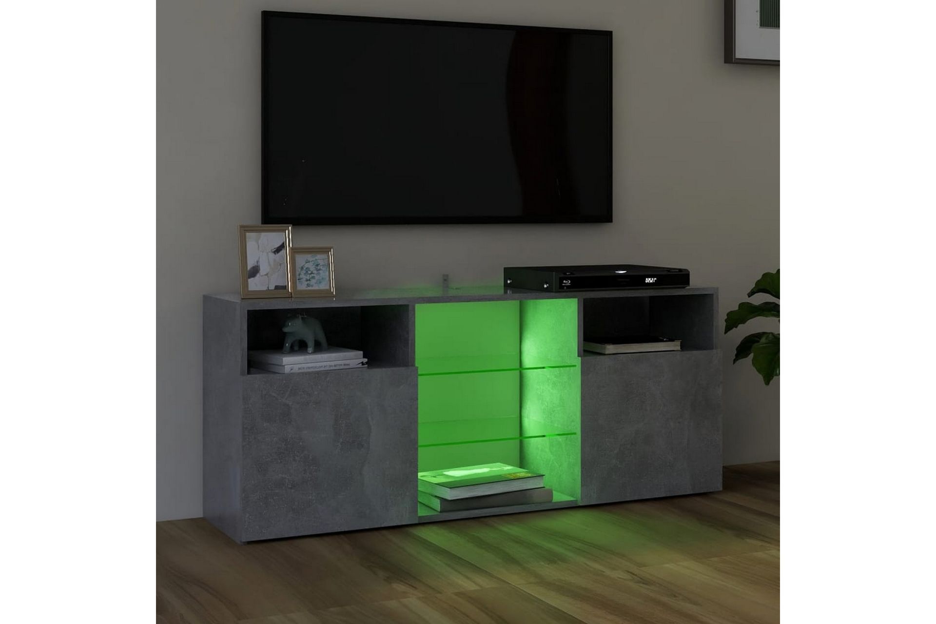 TV-benk med LED-lys betonggrå 120x30x50 cm - Grå - Møbler - Mediamøbel & tv møbel - TV-benk & mediabenk