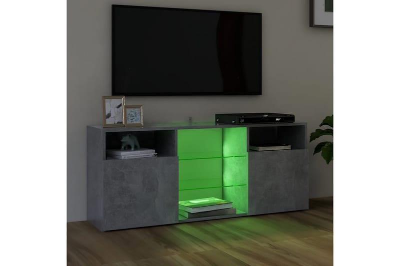 TV-benk med LED-lys betonggrå 120x30x50 cm - Grå - TV-benk & mediabenk