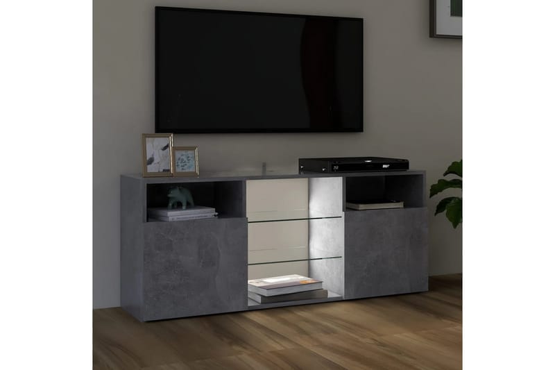 TV-benk med LED-lys betonggrå 120x30x50 cm - Grå - Møbler - Mediamøbel & tv møbel - TV-benk & mediabenk