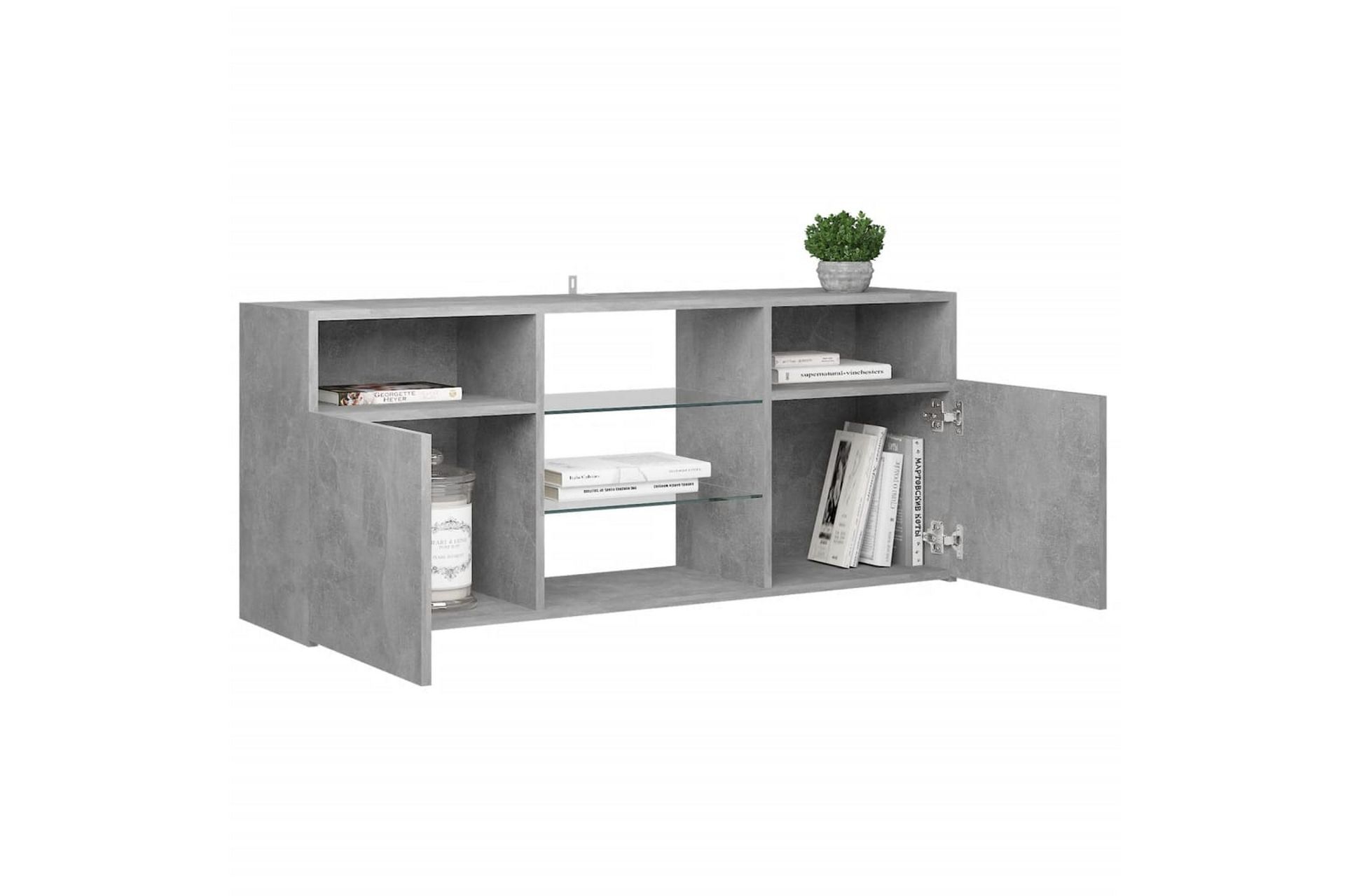 TV-benk med LED-lys betonggrå 120x30x50 cm - Grå - Møbler - Mediamøbel & tv møbel - TV-benk & mediabenk