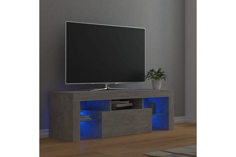 TV-benk med LED-lys betonggrå 120x35x40 cm - Grå - Møbler - Mediamøbel & tv møbel - TV-benk & mediabenk