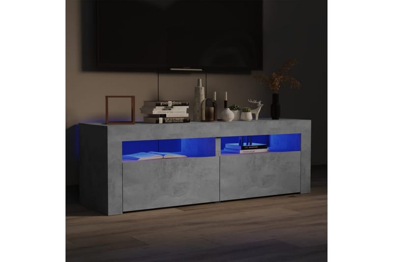 TV-benk med LED-lys betonggrå 120x35x40 cm - Grå - Møbler - Mediamøbel & tv møbel - TV-benk & mediabenk
