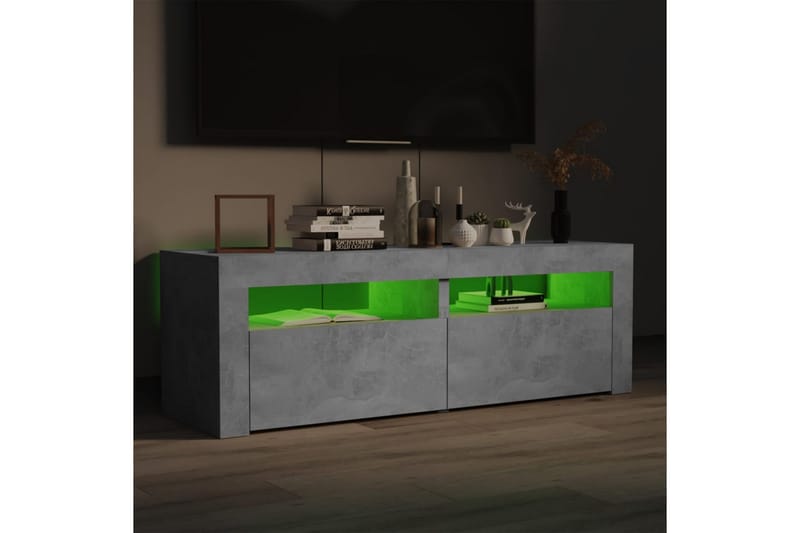 TV-benk med LED-lys betonggrå 120x35x40 cm - Grå - Møbler - Mediamøbel & tv møbel - TV-benk & mediabenk
