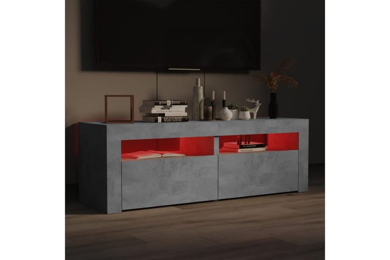 TV-benk med LED-lys betonggrå 120x35x40 cm - Grå - Møbler - Mediamøbel & tv møbel - TV-benk & mediabenk