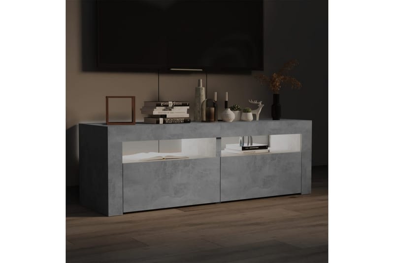 TV-benk med LED-lys betonggrå 120x35x40 cm - Grå - Møbler - Mediamøbel & tv møbel - TV-benk & mediabenk