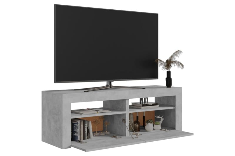 TV-benk med LED-lys betonggrå 120x35x40 cm - Grå - Møbler - Mediamøbel & tv møbel - TV-benk & mediabenk