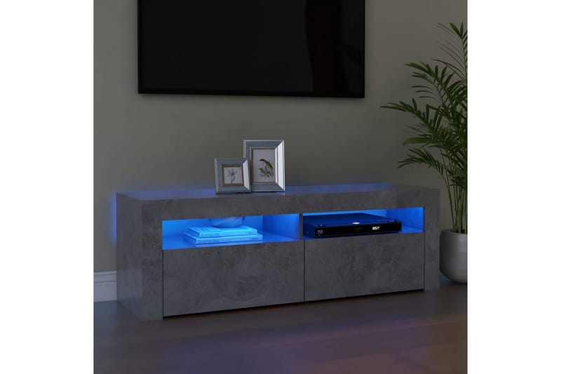 TV-benk med LED-lys betonggrå 120x35x40 cm - Grå - Møbler - Mediamøbel & tv møbel - TV-benk & mediabenk