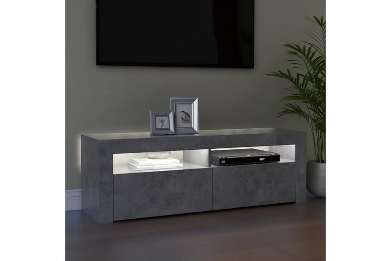 TV-benk med LED-lys betonggrå 120x35x40 cm - Grå - Møbler - Mediamøbel & tv møbel - TV-benk & mediabenk