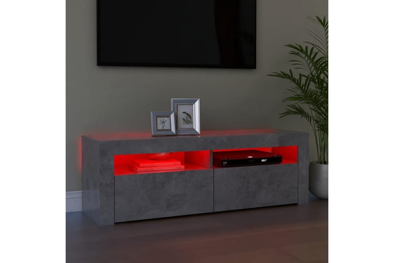 TV-benk med LED-lys betonggrå 120x35x40 cm - Grå - Møbler - Mediamøbel & tv møbel - TV-benk & mediabenk