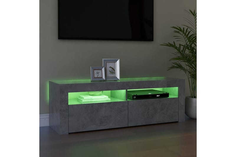 TV-benk med LED-lys betonggrå 120x35x40 cm - Grå - Møbler - Mediamøbel & tv møbel - TV-benk & mediabenk
