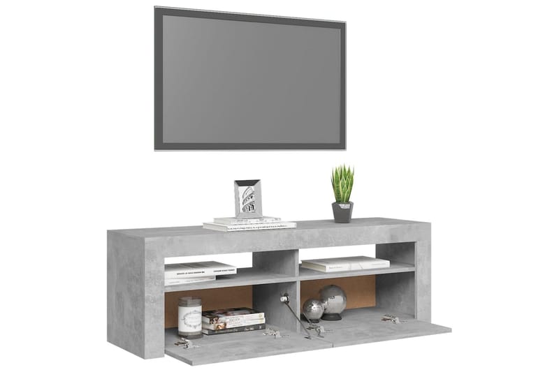 TV-benk med LED-lys betonggrå 120x35x40 cm - Grå - Møbler - Mediamøbel & tv møbel - TV-benk & mediabenk