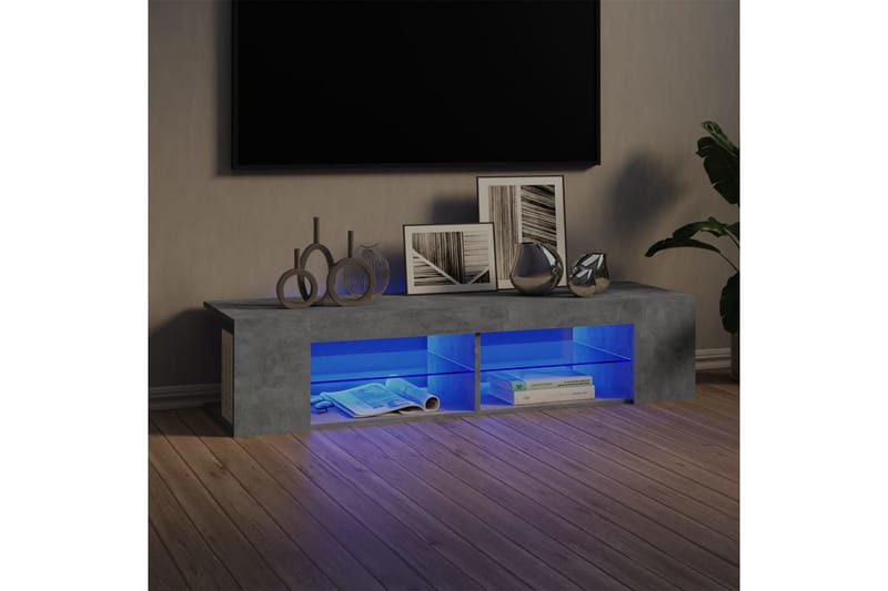 TV-benk med LED-lys betonggrå 135x39x30 cm - Grå - TV-benk & mediabenk