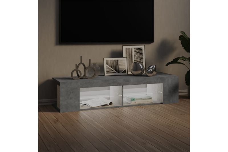 TV-benk med LED-lys betonggrå 135x39x30 cm - Grå - Møbler - Mediamøbel & tv møbel - TV-benk & mediabenk