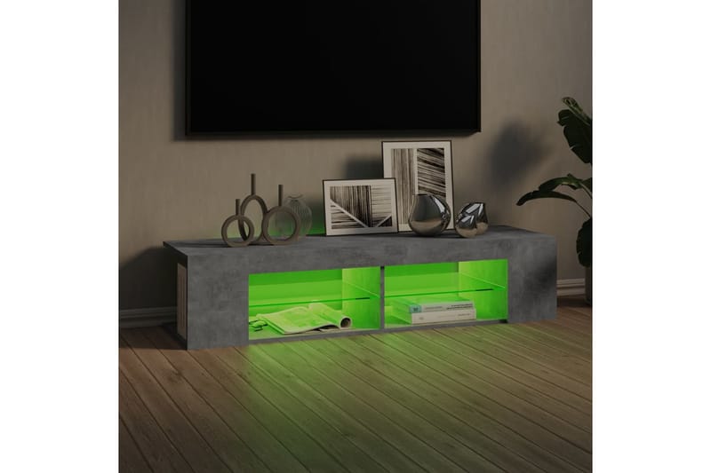 TV-benk med LED-lys betonggrå 135x39x30 cm - Grå - TV-benk & mediabenk