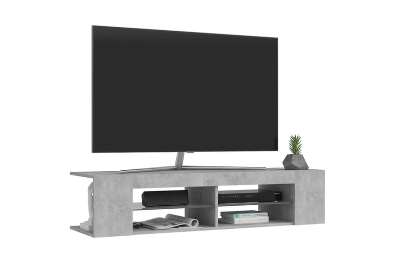 TV-benk med LED-lys betonggrå 135x39x30 cm - Grå - TV-benk & mediabenk