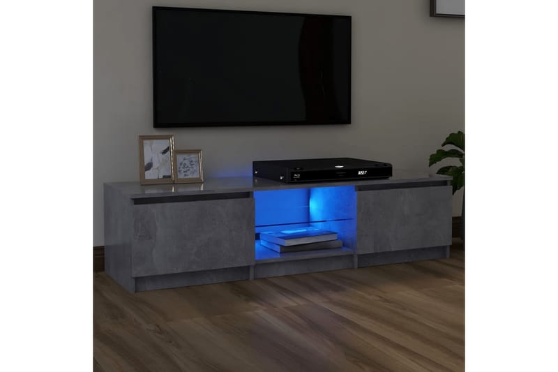 TV-benk med LED-lys betonggrå 140x40x35,5 cm - Grå - Møbler - Mediamøbel & tv møbel - TV-benk & mediabenk