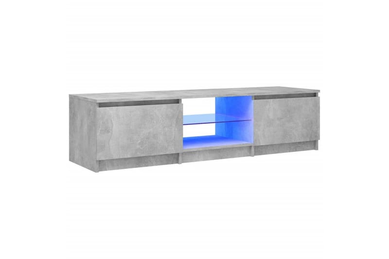 TV-benk med LED-lys betonggrå 140x40x35,5 cm - Grå - Møbler - Mediamøbel & tv møbel - TV-benk & mediabenk